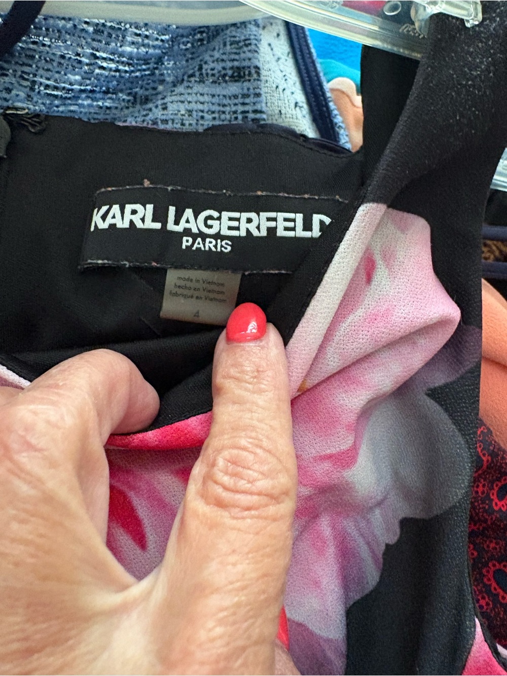 Karl Lagerfeld Black Dress with Pink Floral Accent